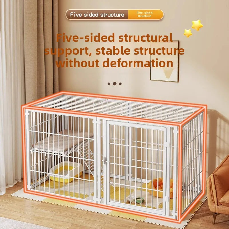 the KENNEL CAGE - Outdoor Dog/Cat House, Durable Dog Crate, Indoor Pet Playpen for Small/Medium Dogs/Cats Metal Playpen Secure Fence