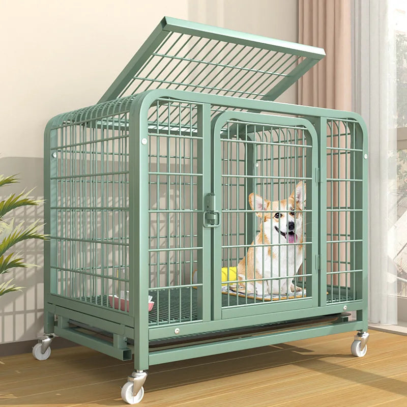 Heavy Duty Dog Cage Large Medium Pet Cage with Toilet Full Square Tube Indoor Dog House