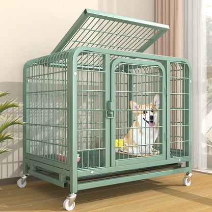 Heavy Duty Dog Cage Large Medium Pet Cage with Toilet Full Square Tube Indoor Dog House