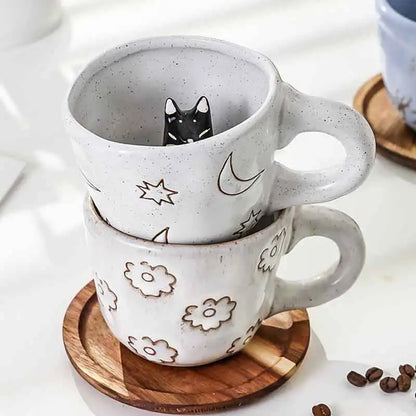 360ml Creative Cute Handmade 3D Snail Daisy Dog Cat Coffee Mugs Ceramic Funny Cartoon Animal Tea Milk Cups Unique Birthday Gift