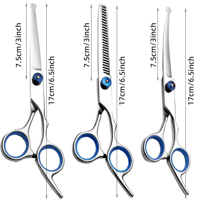 5 in 1 Dog Grooming Scissors Kit for Grooming with Safety Round Tips Stainless Steel Thinning Shears Dog Pet Cat Shears