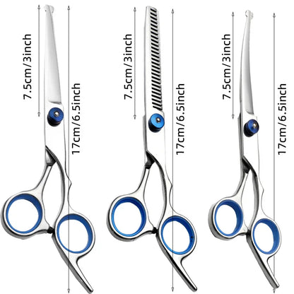 5 in 1 Dog Grooming Scissors Kit for Grooming with Safety Round Tips Stainless Steel Thinning Shears Dog Pet Cat Shears