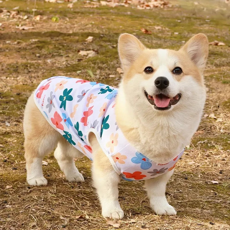 Cute Summer Pet Dog Cooling Vest Cartoon Soft Clothing Summer Casual Shirts Small Medium Large Dogs Puppy French Bulldog Clothes