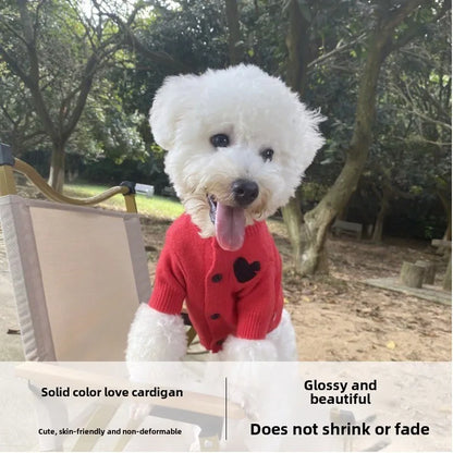 the LOVE SWEATER - 1PC Pet Clothing Spring and Autumn Dog Warm Hoodie, Love Sweater Suitable for Small and Medium Sized Dogs/Cats Pet