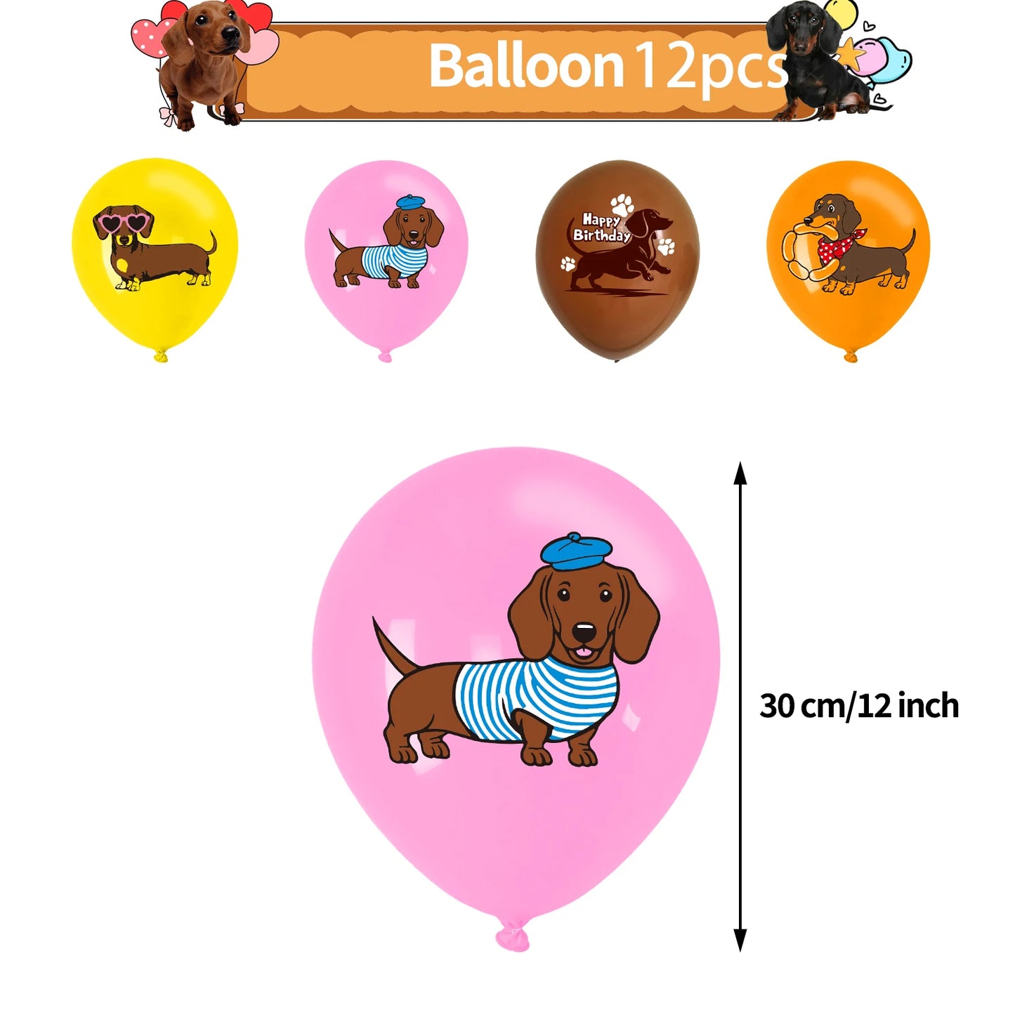 Cute Dachshund Theme Birthday Party Decorations Lovely Puppy Backdrop Cake Insert Banner Balloon Baby Shower Supplies Child Gift