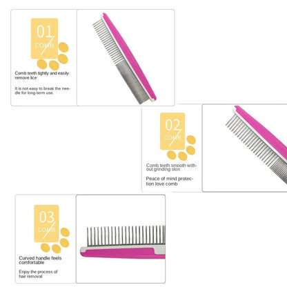 Portable Stainless Steel Pet Open Knot Comb Single Row Pet Supplies Dog Cat Pin Comb Grooming Shedding Tools Pet