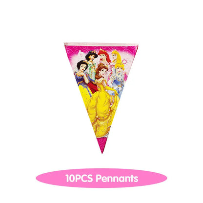 Disney Princess Birthday Decoration Tableware Paper Cups Plates Balloons Tablecloth Backdrop Banner Party Supplies For Baby Kids