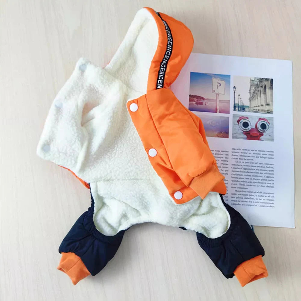 Winter Snow Coat for Small Dogs Warm Thickening Dog Jacket Windproof Coat Outfit Puppy Clothing Silver Sticker Overall for Dogs