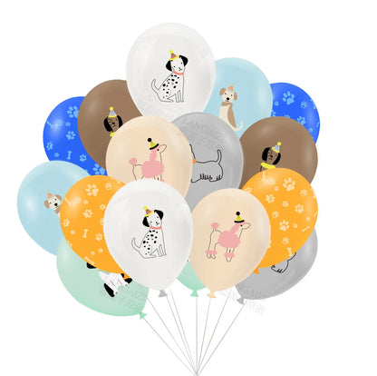 Dog Birthday Party Supplies Banner Flags Pet Dog Cupcake Toppers Dog Face Cake Toppers Puppy Theme Birthday Party Balloon Decor