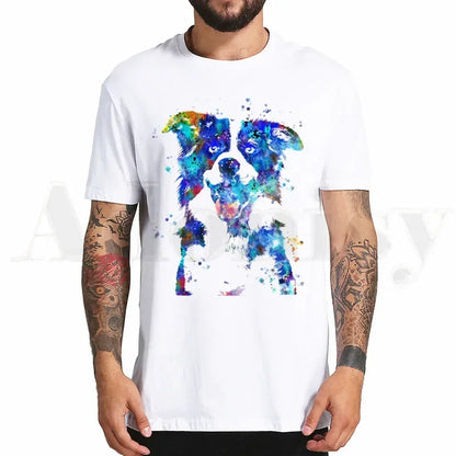 the BORDER COLLIE - Border Collie Print T-Shirt, Hip Hop Girl Print Top Tees, Harajuku Dog Cartoon Funny Kawaii Art T-Shirts, Men Fashion Summer T-Shirts