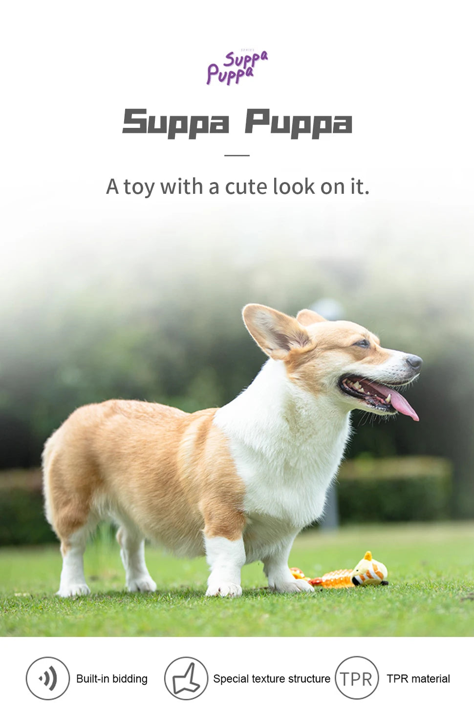 GiGwi Dogs Toys Suppa Puppa Q Series Plush Dog Teething Bite Resistance Molar Plush Rubber Sound Interactive Toy for Pets Puppy