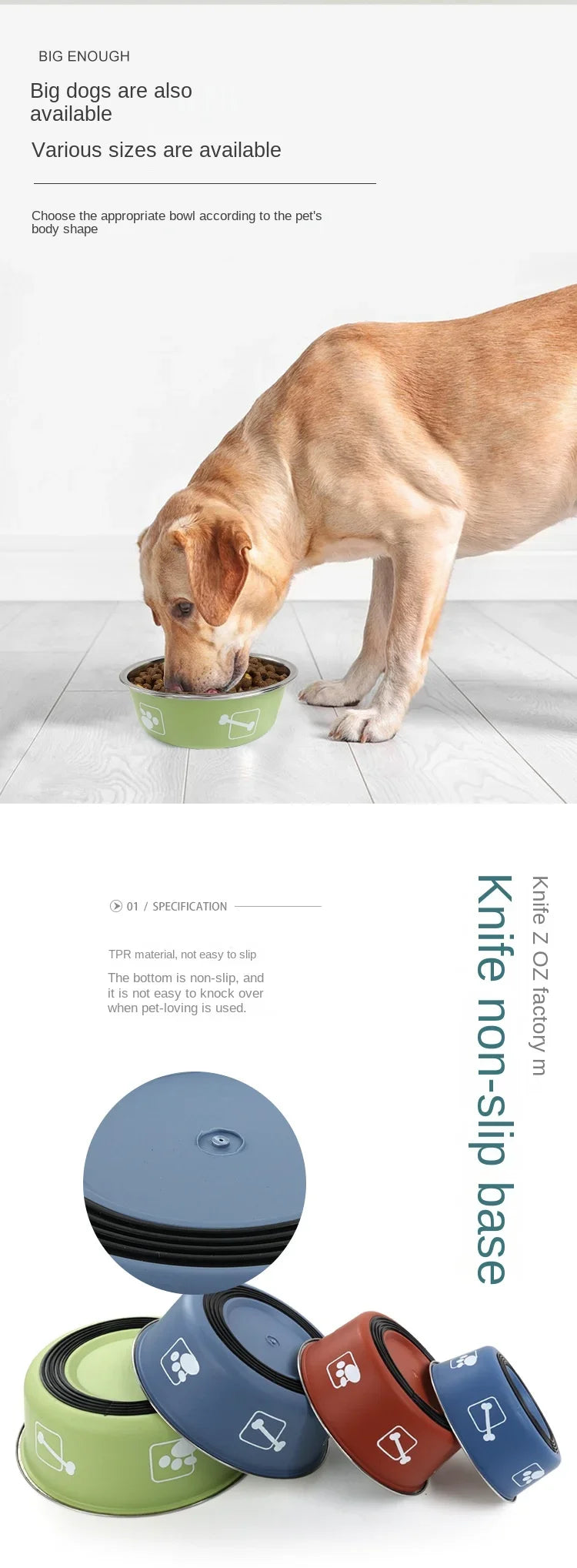 Stainless Steel Pet Bowl Double Layer Thickened Durable Anti-slip Dog Bowl Anti-knock Over Dog Food Bowl Pet Feeder Water Basin