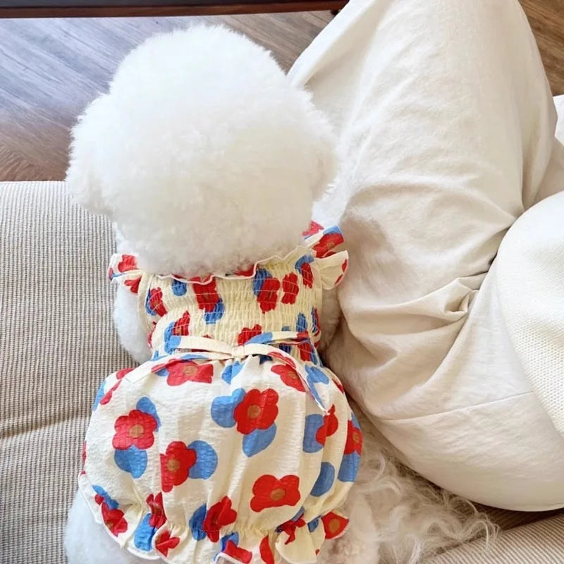 Floral Dog Dress Dog Summer Clothes Cute Cat Dog Princess Dresses Chihuahua Frnench Bulldog Bichon Girls Dog Costume Pet Skirt