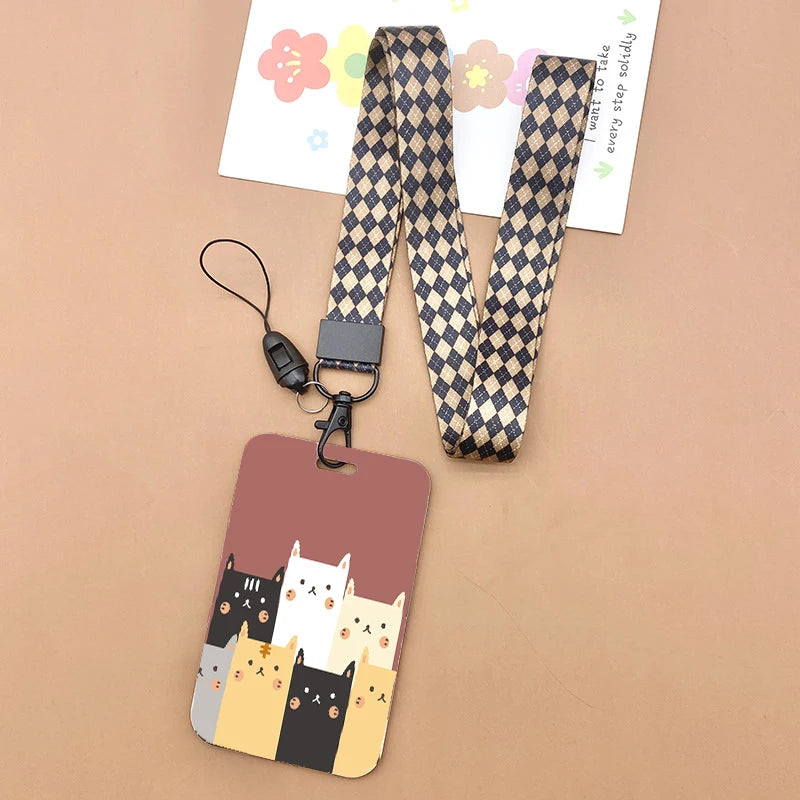 Cat and dog pattern Bank Credit ID Card Student Bus Card Holders Storage Protective Shell Pendant