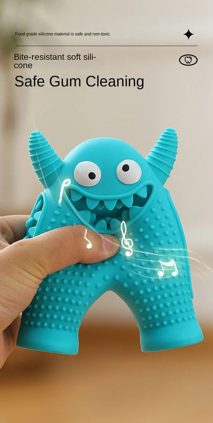 Dog Molar Toy Food Grade Silicone BPA Cute Little Monster Dog Tooth Cleaning Interactive Bite Resistant Sound Toy Pet Supplies