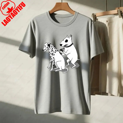 the SPOT STEALER - Funny Dalmatian Spot Tattoo Dog Shirt, Quirky Bull Terrier Tattoo Design Tee, Humorous Pet Lover Gift T-Shirt, Men/Women Summer Tops