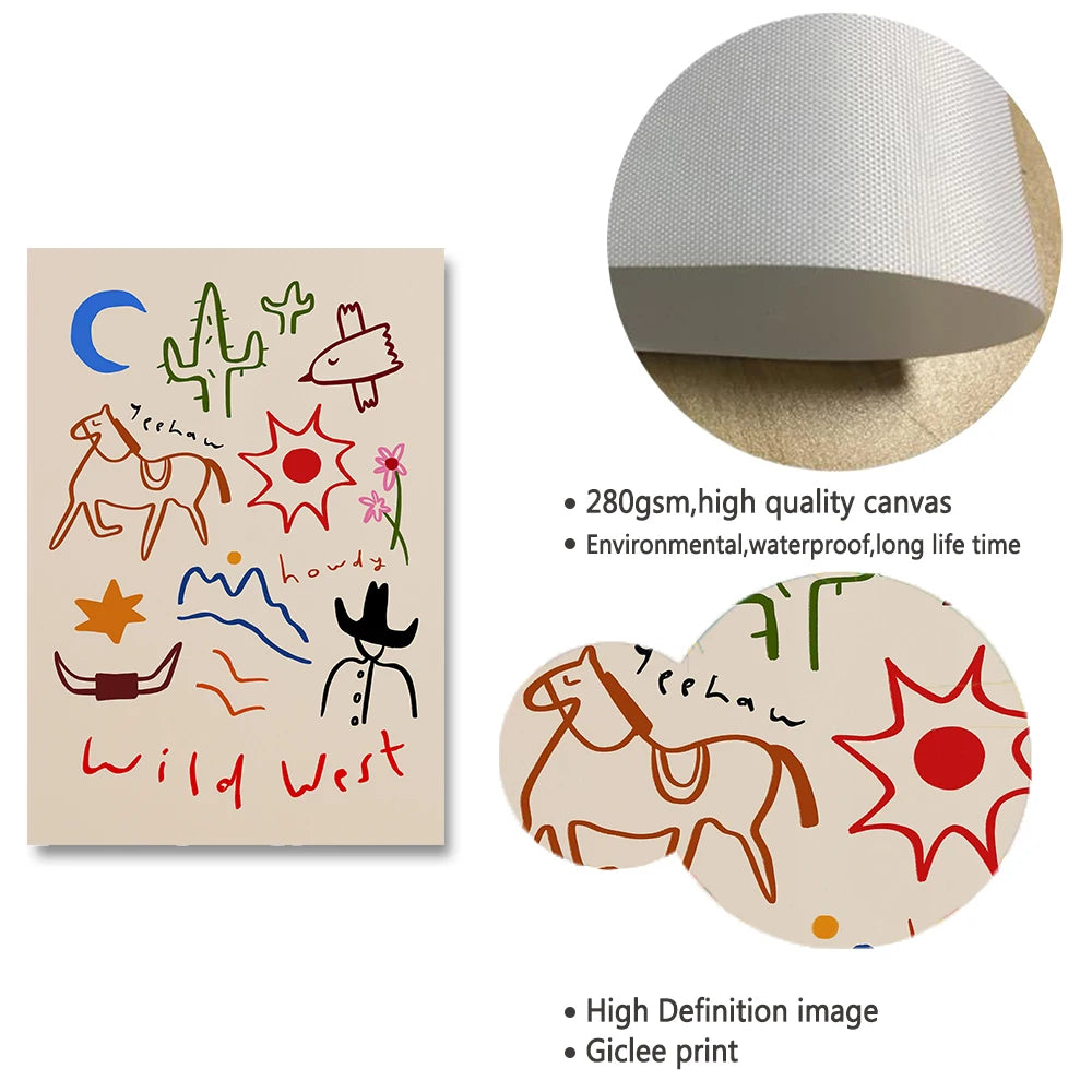 Funny Animals Tiger Bonjour Dog Bunny Skateboard Posters Prints Wall Art Canvas Painting Nursery Pictures for Kids  Room Decor