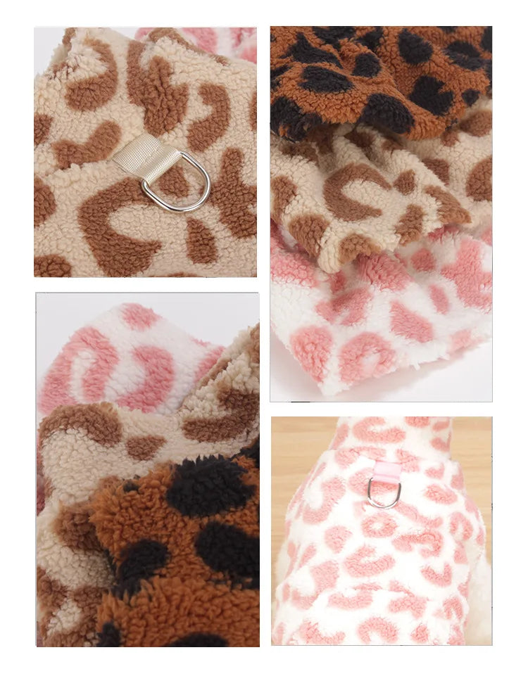 New Arrival Fleece Dog Dress Winter Leopard Print - Cute Princess Gown Outfit for Teddy Puppy Small Dogs Clothing