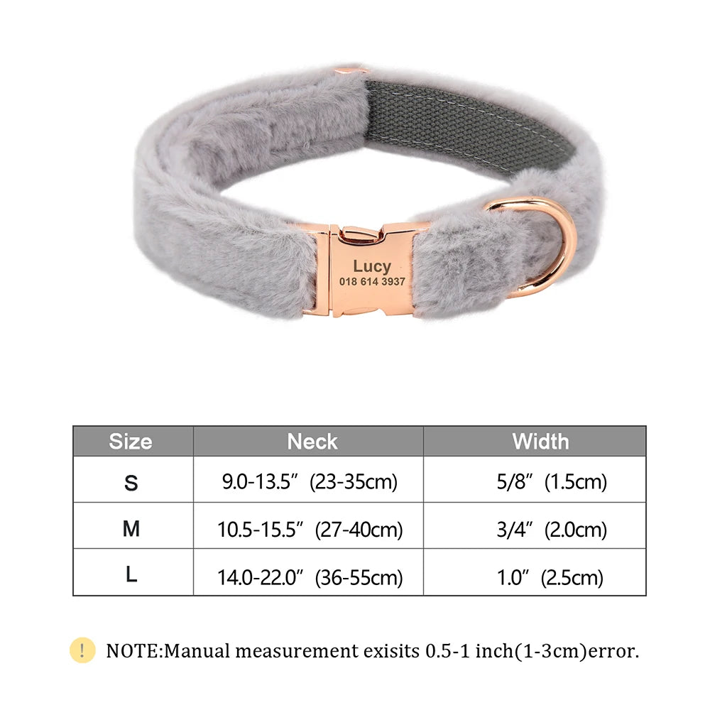 the COZY CREST PERSONALIZED COLLAR - Custom Dog Collar, Soft Velvet Dog Collars, Winter Personalized Pet ID Tag Plush Necklace for Small to Large Dogs, Pug, Free Engraving