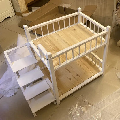 the DOGGY BUNKBED - Dog Bed, Solid Wood Princess Bed, Dog/Cat Under Pet Bunk Bed, High and Low Off the Ground Moisture-Proof Cat Kennel/Dog Kennel