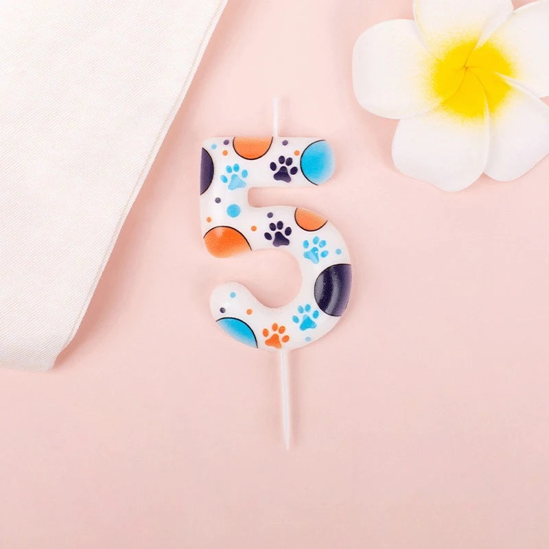 Cute Puppy Paw Print Number Birthday Candles, Suitable For Cake Decorations, Birthday Celebrations, Anniversary Commemorations