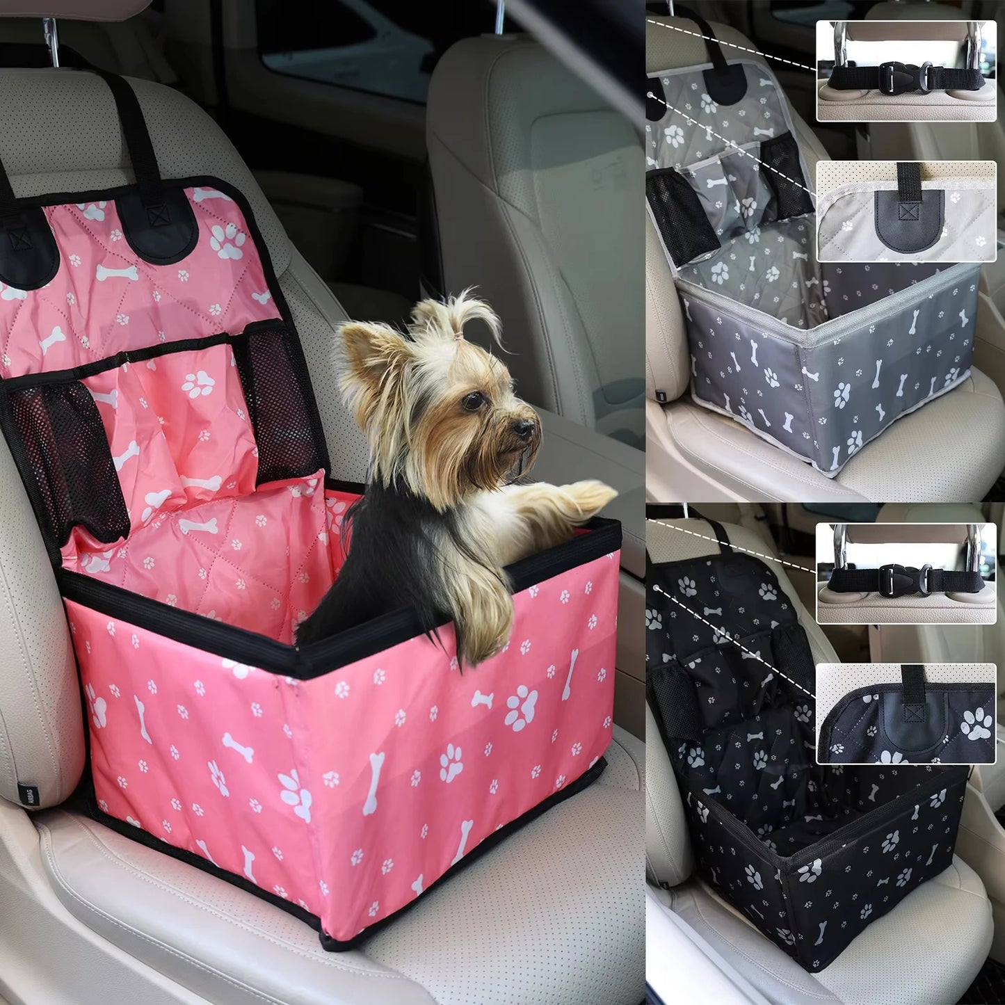 2025 New Dog Car Seat with Storage Pockets,Scratch Proof Durable Pet Booster Car Front Seat for Small Medium Dog 강아지 가방