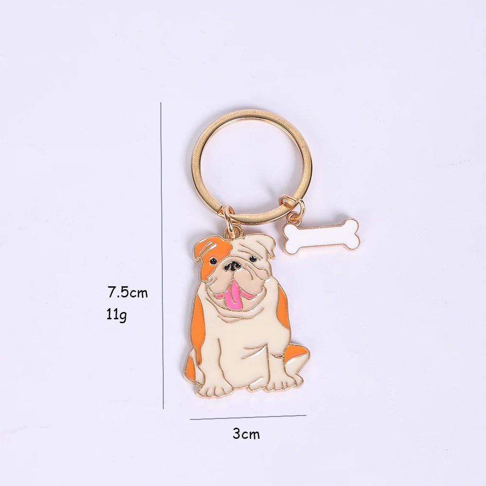 Pet dog car keychain pendant creative metal accessories key ring holiday gifts
