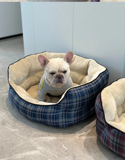 Deep Sleep Dog House High Back Warm Donut Bed for Small Medium Dogs Thick Plush Winter Bed for Teddy French Bulldog Puppies Cats