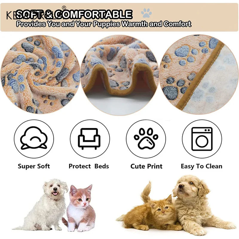 Dog Bed Mat Blanket Soft Fluffy Pet Blanket Cute Paws/Elephant Pattern Pet Travel Mat Warm Comfortable Blanket for Cat Dogs