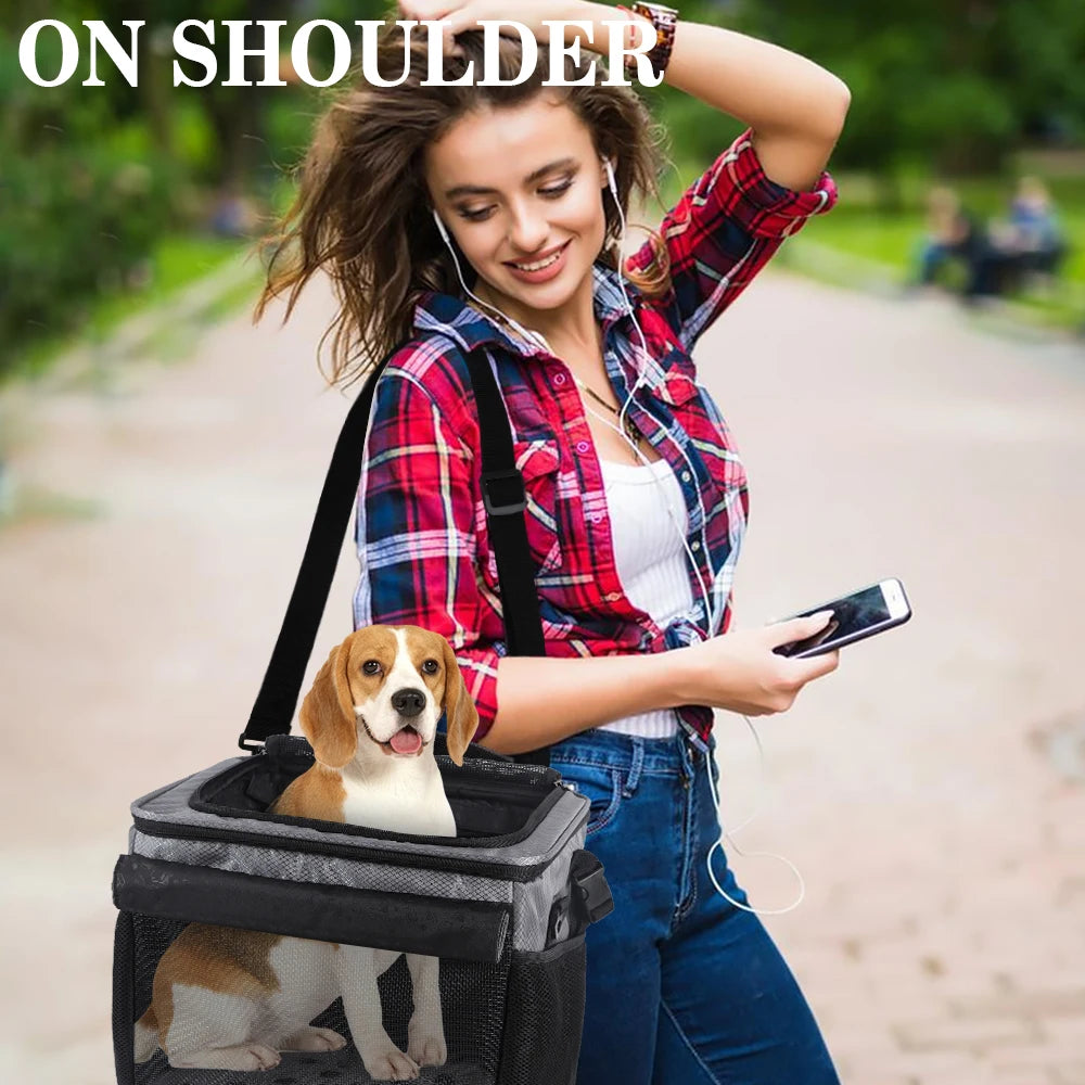 Dog Bike Basket, Small Medium Pets Dog Basket for with Breathable Mesh, Removable Bicycle Basket Front Handlebar Bicycle Basket