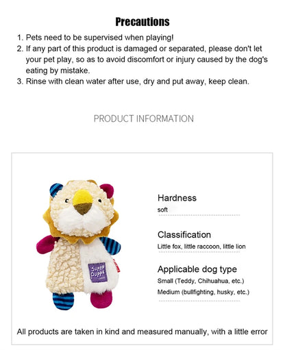 Gigwi Suppa Puppa Series Dog Toy Rattle Paper Teeth Sound Plush teeth cleaning dog bite resistant toy raccoon/Lion/fox Washable