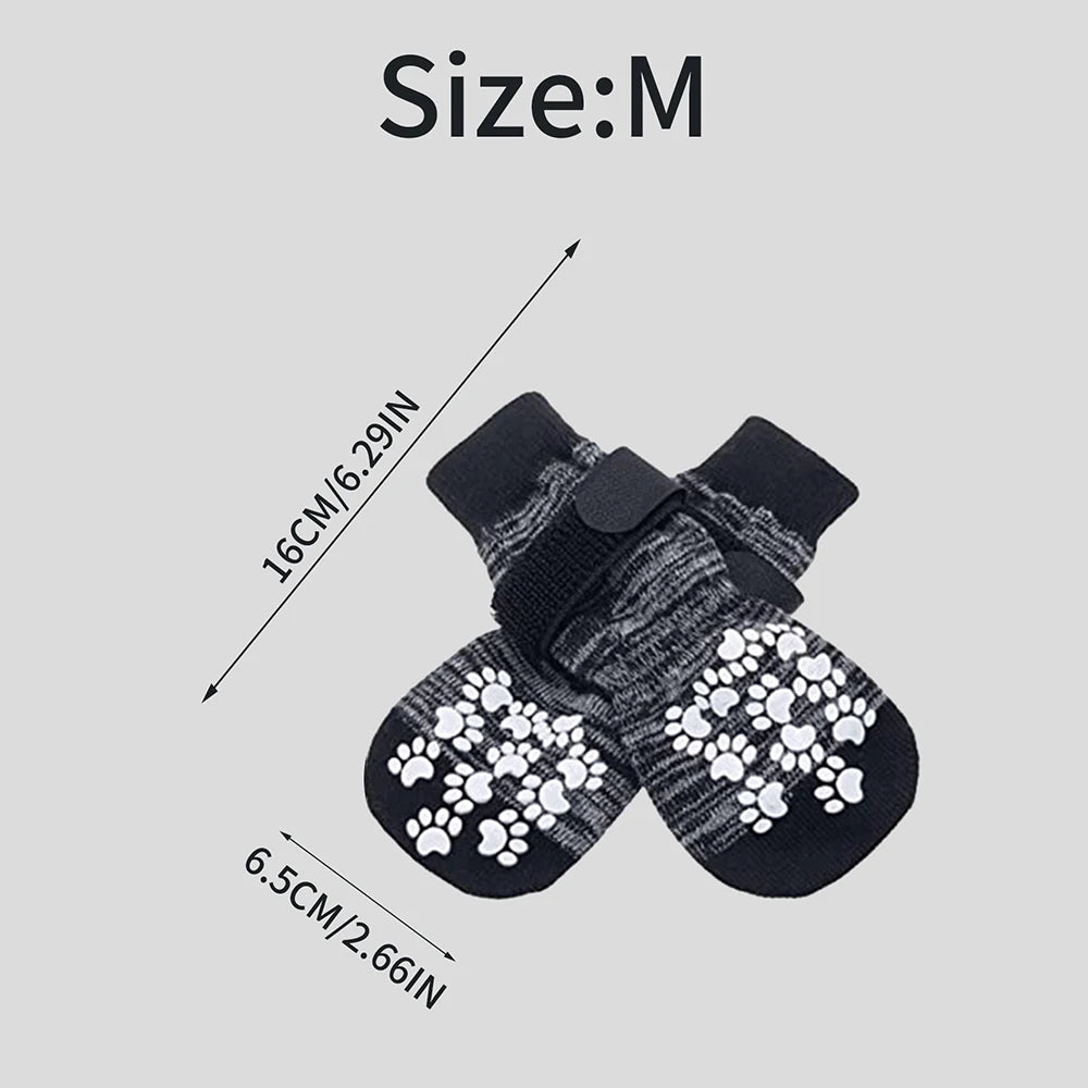 the GRIPPAWS PET SOCKS - 4PCS Pet Shoes, Dog's Foot Covers, Adjustable Indoor and Outdoor Non-Slip Socks for Pets