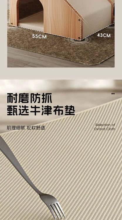 the SERENITY SANCTUARY - Doghouse, Closed Design, Sense of Security, Summer Doghouse, Pet Dog, Solid Wood House, Indoor