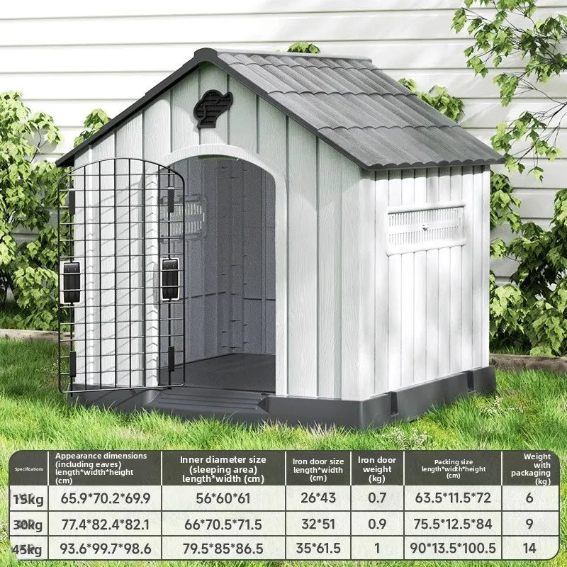 the HAPPY HOME - Kennel Outdoor Medium-Sized Dog Four-Season Universal Cold and Rain-Proof Pet Winter Doghouse, Villa Outdoor House Waterproof