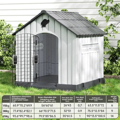 the HAPPY HOME - Kennel Outdoor Medium-Sized Dog Four-Season Universal Cold and Rain-Proof Pet Winter Doghouse, Villa Outdoor House Waterproof