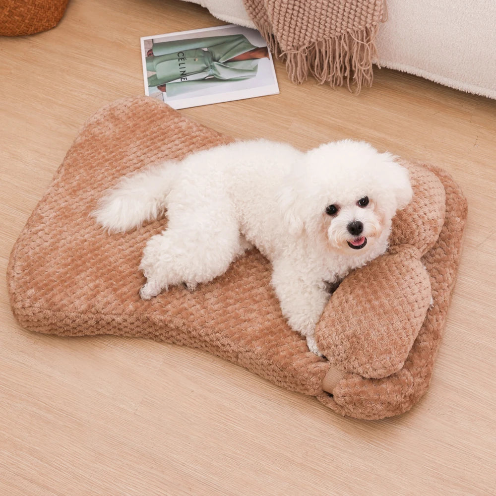 Full Filling Warm Medium Dog Bed Winter Warm Small Cat Sofa Mat Elastic Puppy Kennel Pet Accessories with Detachable Pillow