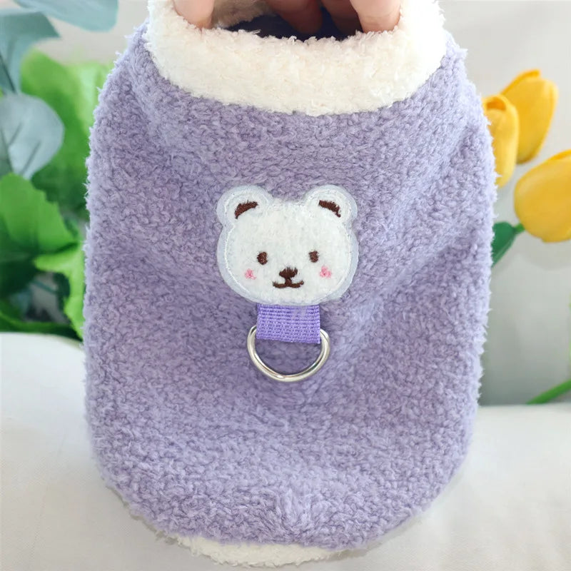 Winter Warm Dog Clothes with D-ring Plush Dog Coat for Small Medium Dogs Soft Puppy Clothes Chihuahua Yorkie Clothing Pet Supply