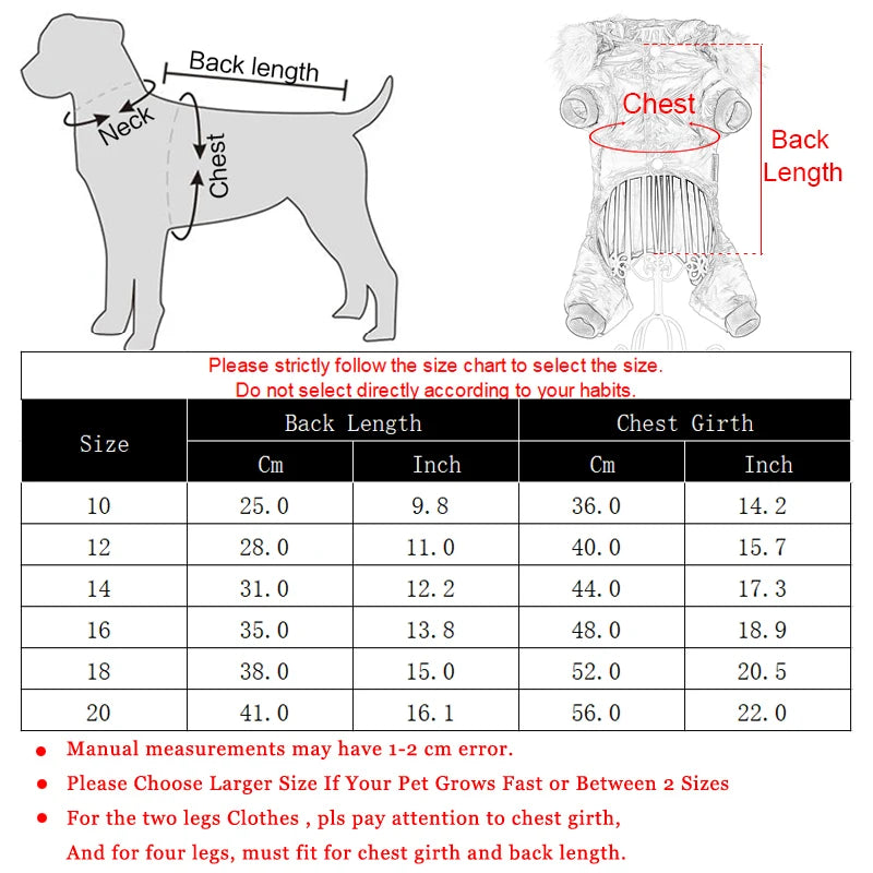 Winter Warm Dog Overalls Waterproof Removable Hooded Jacket Puppy Chihuahua Jumpsuits French Bulldog Coat Pet Clothing Costume