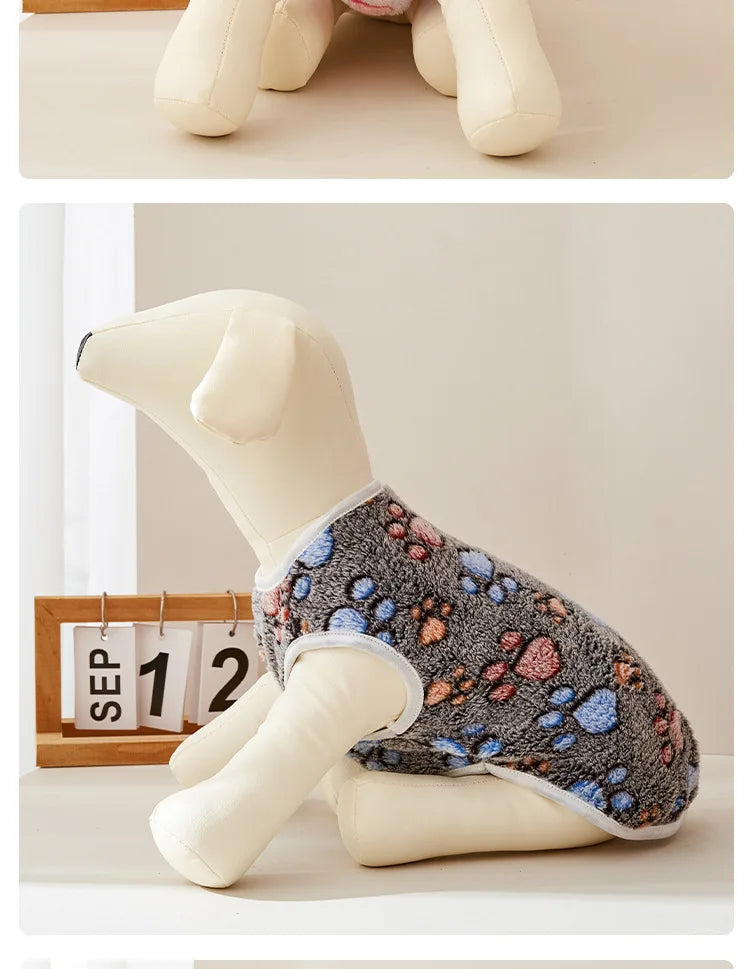 Printed Clothing for Small Cats Dogs Warm Soft Fleece Costume Clothes Outfits Pet Dog Cat Coat Jackets