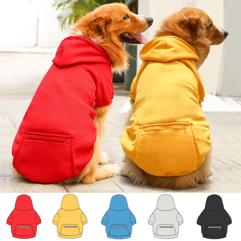 Big Dog Hoodies Autumn and Winter Pet Zipper Pocket Hoodies for Large Medium Sized Dog Clothes Pet Clothing