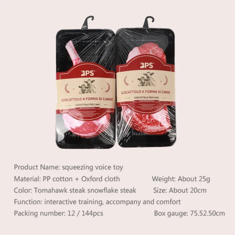 the MEATYMUNCH SQUEAKY - Simulation Steak Pet Chew Sound Dog Toy for Dogs, Bite Resistant Squeaky Puppy/Cat Toys, Pets Products
