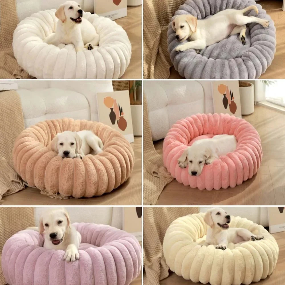 Winter Pet Kennel Round Rabbit Plush Padded Soft, Comfortable and Warm Fashion Solid Color Cat and Dog Mattress Pet Pad
