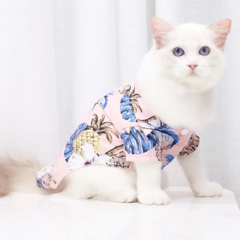 Summer Pet Dog Clothes Cool Beach Hawaiian Style Dog Cat Shirt Breathable Dog T-Shirts Chihuahua Dog Costumes Pet Puppy Clothing