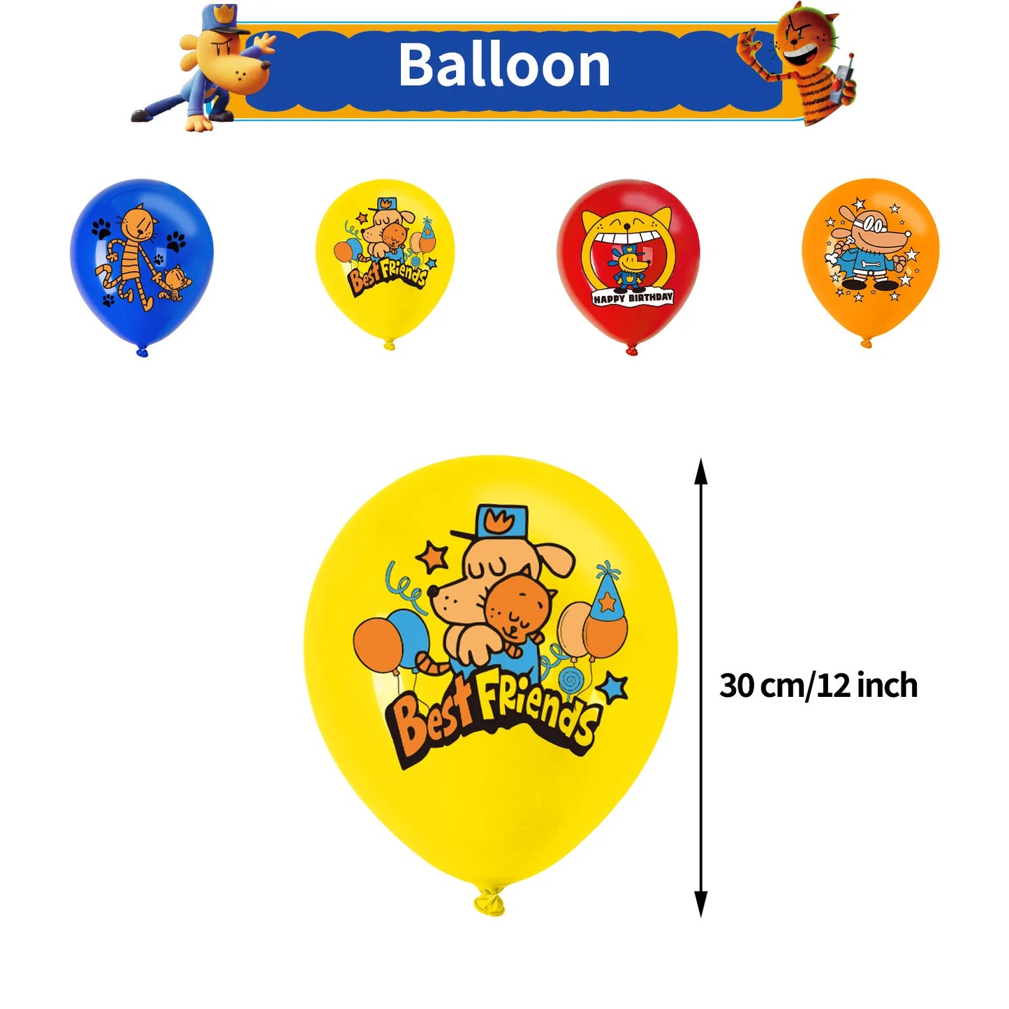 Cartoon DOGS MAN Theme Birthday Party Supplies Decoration Best Friend Balloon Banner Backdrop Cupcake Topper for Kids Child Gift