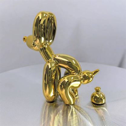 Cute Balloon Dog Puppy Poop Statue Resin Animal Sculpture Home Decor Resin Craft Office Decor