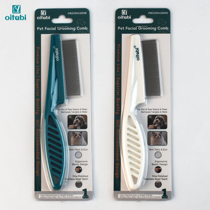 the PESTEASE GROOM COMB - Flea Lice Comb, Dog/Cat Grooming Combs with Rounded Teeth, Professional Pet Tear Stain Remover Brush, Pet Dematting Tool
