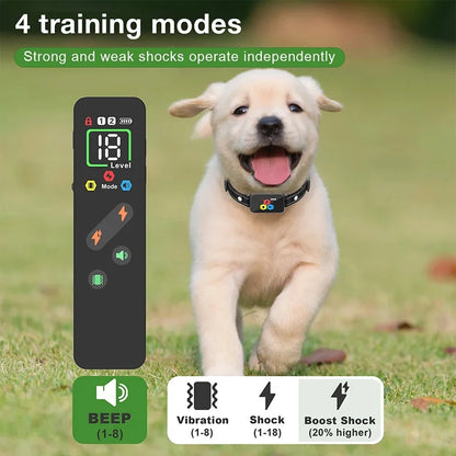 the DOG TRAINER - 1000m Electric Dog Training Collar, Pet Remote Control Type-C Backlight Display Shock Vibration Sound Collar with Security Lock