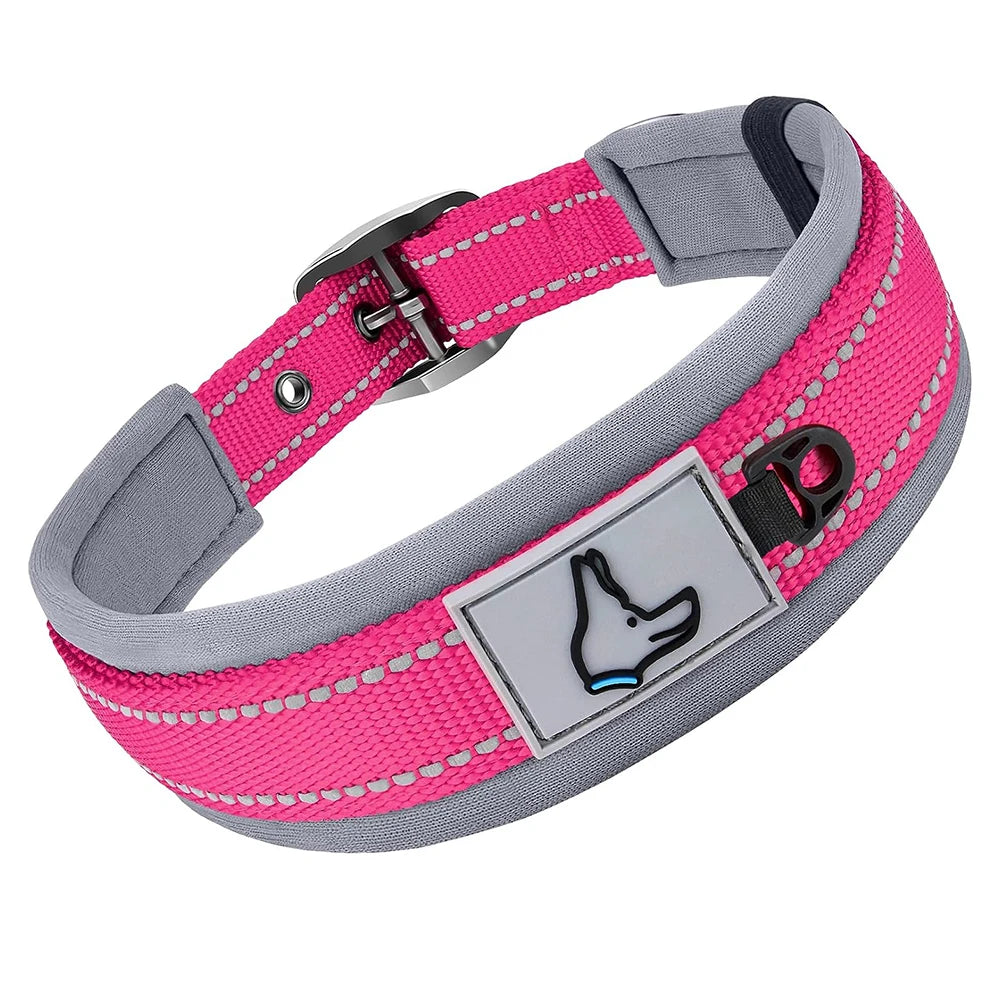 the ARMORPAWS REFLECTIVE COMFORT COLLAR - Padded Dog Collars for Small/Medium/Large Dogs, Reflective Wide Pet Collars, Adjustable Heavy Duty Nylon Neoprene Dog Collar