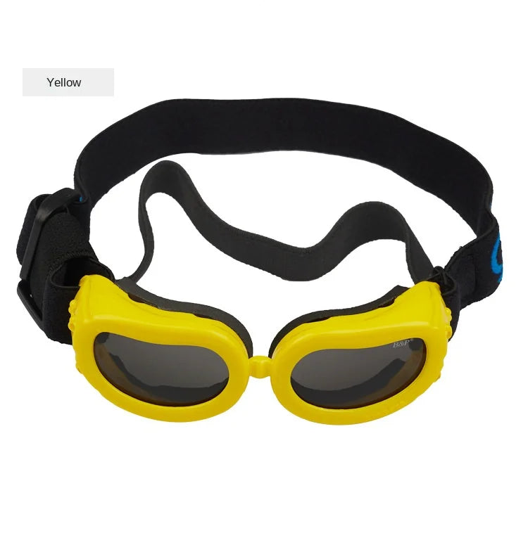 the SANTASIGHT PET SHADES - Small Dog Christmas Decorations Sunglasses, UV Protection Goggles, Eye Wear Protection with Adjustable Strap, Waterproof Pet Sunglasses