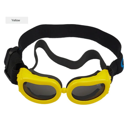 the SANTASIGHT PET SHADES - Small Dog Christmas Decorations Sunglasses, UV Protection Goggles, Eye Wear Protection with Adjustable Strap, Waterproof Pet Sunglasses